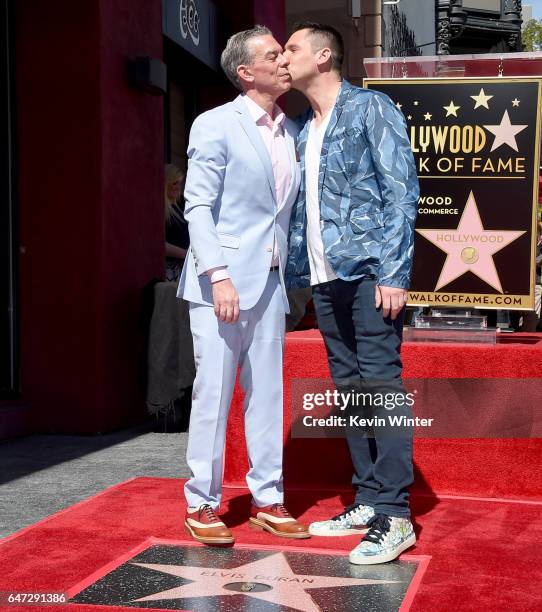 Radio personality Elvis Duran , with his partner Alex Carr, receives a star on the Hollywood Walk of Fame on March 2, 2017 in Los Angeles, California.