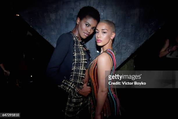 Amilna Estevao and Jorja Smith attend Balmain aftershow party as part of Paris Fashion Week Womenswear Fall/Winter 2017/2018 at Manko Paris on March...