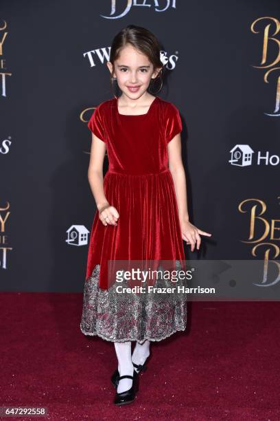 Actor Julia Butters attends Disney's "Beauty and the Beast" premiere at El Capitan Theatre on March 2, 2017 in Los Angeles, California.