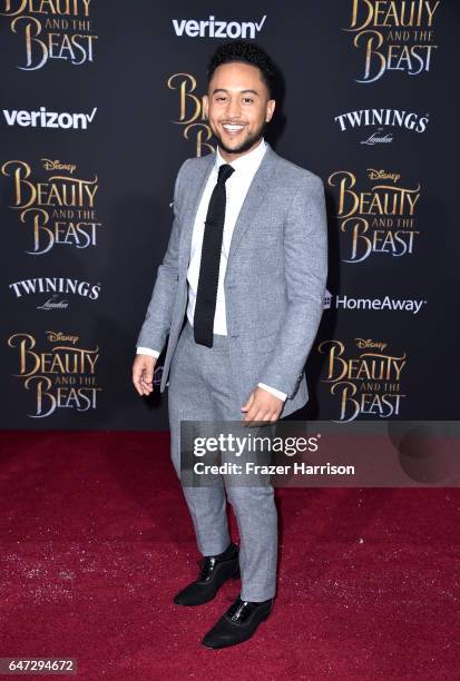 Actor Tahj Mowry attends Disney's "Beauty and the Beast" premiere at El Capitan Theatre on March 2, 2017 in Los Angeles, California.