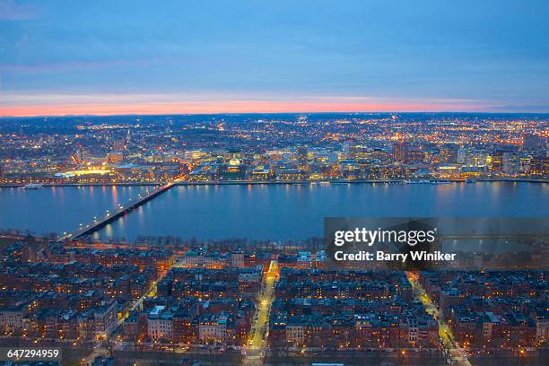 back bay, charles river & cambridge from up high - cambridge massachusetts imagens e fotografias de stock