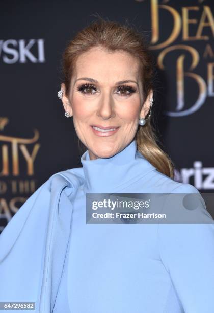 Singer Celine Dion attends Disney's "Beauty and the Beast" premiere at El Capitan Theatre on March 2, 2017 in Los Angeles, California.