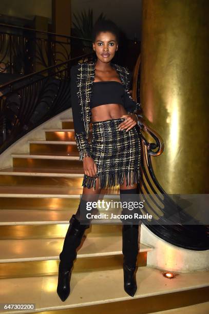 Amilna Estevao attends Balmain aftershow party as part of Paris Fashion Week Womenswear Fall/Winter 2017/2018 at Manko Paris on March 2, 2017 in...