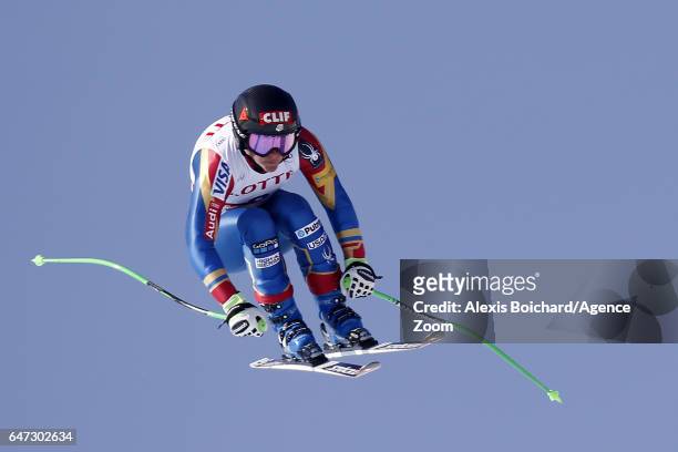 Stacey Cook of USA in action during the Audi FIS Alpine Ski World Cup Women's Downhill Training on March 03, 2017 in Jeongseon, South Korea