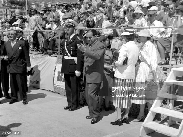 Mystery celeb at the Monaco Grand Prix, 1955.