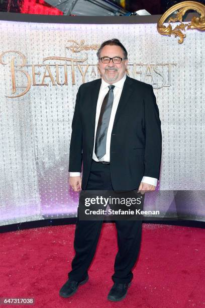 Don Hahn arrives at the world premiere of Disney's new live-action "Beauty and the Beast" photographed in front of the Swarovski crystal wall at the...