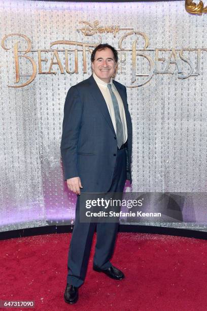 Richard Kind arrives at the world premiere of Disney's new live-action "Beauty and the Beast" photographed in front of the Swarovski crystal wall at...