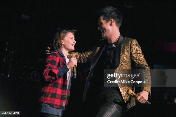 Actor Noah Schnapp and Panic! at the Disco singer Brendon Urie perform at Madison Square Garden on March 2, 2017 in New York City.