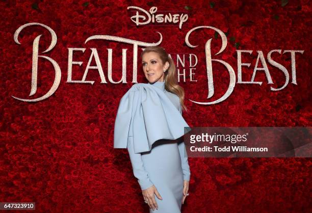 Celine Dion attends the premiere of Disney's "Beauty And The Beast" at El Capitan Theatre on March 2, 2017 in Los Angeles, California.