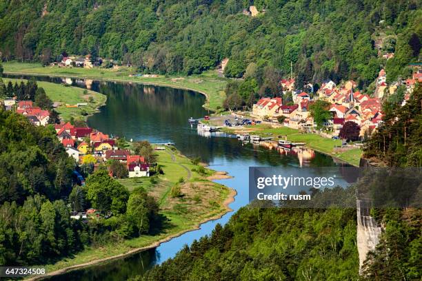 elbe near bastei rock in saxon switzerland, germany - dresden germany stock pictures, royalty-free photos & images