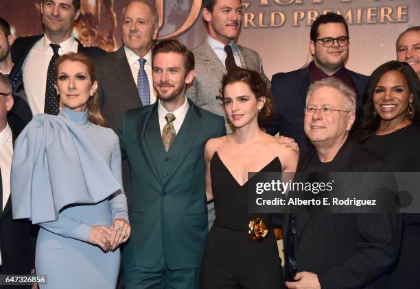 Producer Todd Lieberman, Producer David Hoberman, actors Luke Evans, Josh Gad and Walt Disney Studios President Alan Bergman Singer Celine Dion,...