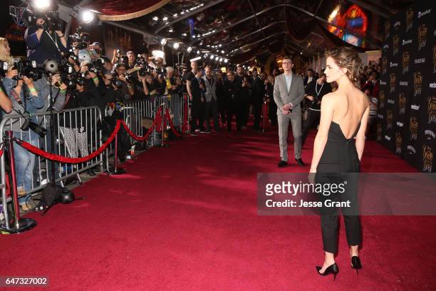 Actress Emma Watson arrives for the world premiere of Disney's live-action "Beauty and the Beast" at the El Capitan Theatre in Hollywood as the cast...