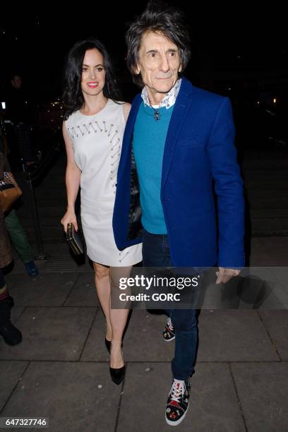 Sally Humphreys and Ronnie Wood attending Save the Children's Night of Country at the Roundhouse Camden on March 2, 2017 in London, England.