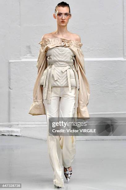 Model walks the runway during the Anne Sofie Madsen Ready to Wear fashion show as part of the Paris Fashion Week Womenswear Fall/Winter 2017/2018 on...