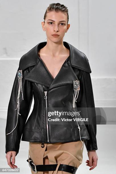 Model walks the runway during the Anne Sofie Madsen Ready to Wear fashion show as part of the Paris Fashion Week Womenswear Fall/Winter 2017/2018 on...