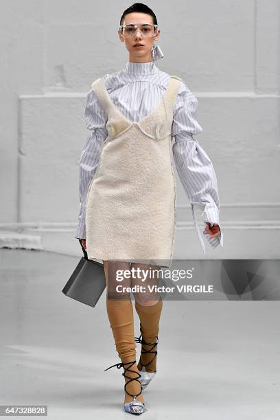 Model walks the runway during the Anne Sofie Madsen Ready to Wear fashion show as part of the Paris Fashion Week Womenswear Fall/Winter 2017/2018 on...