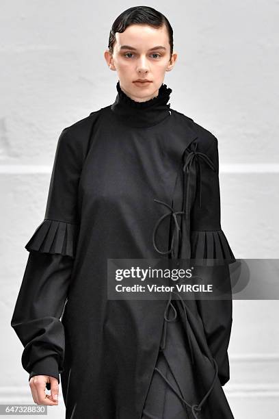 Model walks the runway during the Anne Sofie Madsen Ready to Wear fashion show as part of the Paris Fashion Week Womenswear Fall/Winter 2017/2018 on...