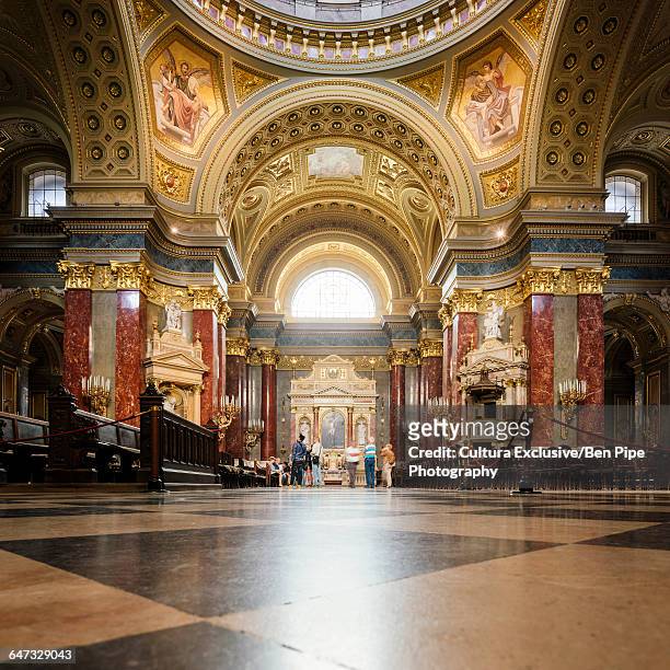 interior of st. stephens basilica, budapest, hungary - budapest basilica stock pictures, royalty-free photos & images