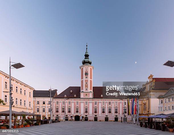 austria, lower austria, st. poelten, townhall square and townhall in the evening - lower austria stock pictures, royalty-free photos & images