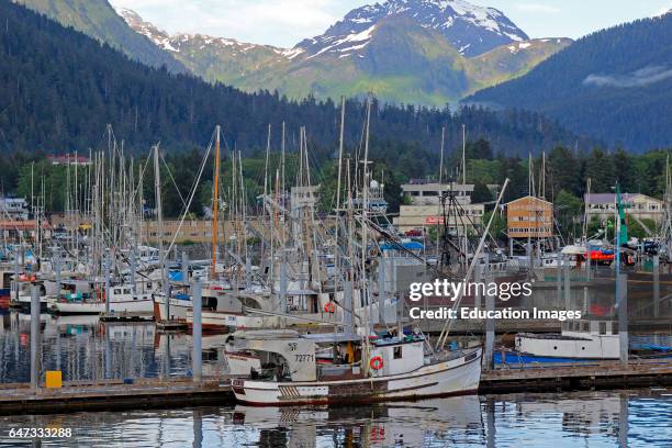 Fishing fleet Harbor marina Sitka Alaska Inside Passage Southeast Alaska USA.