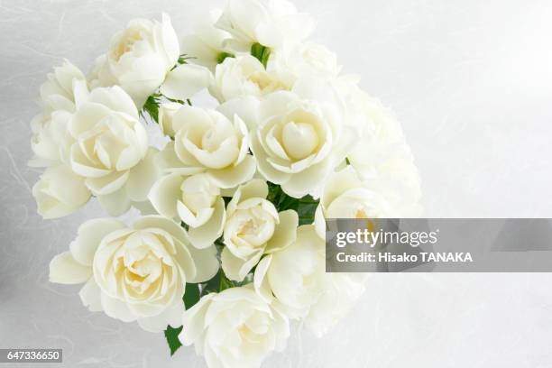 white rose bouquet - bouquet stock pictures, royalty-free photos & images