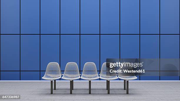 ilustrações, clipart, desenhos animados e ícones de row of seats at underground station platform, 3d rendering - um do lado do outro