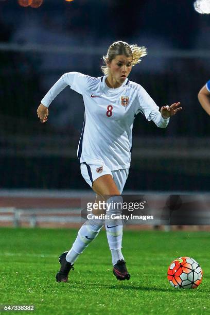 1st: Andrine Heperberg of Norway Women during the match between Norway v Iceland - Women's Algarve Cup on March 1st 2017 in Parchal, Portugal.