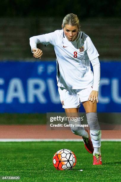 1st: Andrine Heperberg of Norway Women during the match between Norway v Iceland - Women's Algarve Cup on March 1st 2017 in Parchal, Portugal.