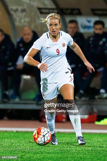 1st: Elise Thorsnes of Norway Women during the match between Norway v Iceland - Women's Algarve Cup on March 1st 2017 in Parchal, Portugal.