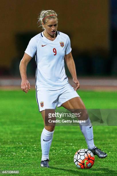 1st: Elise Thorsnes of Norway Women during the match between Norway v Iceland - Women's Algarve Cup on March 1st 2017 in Parchal, Portugal.