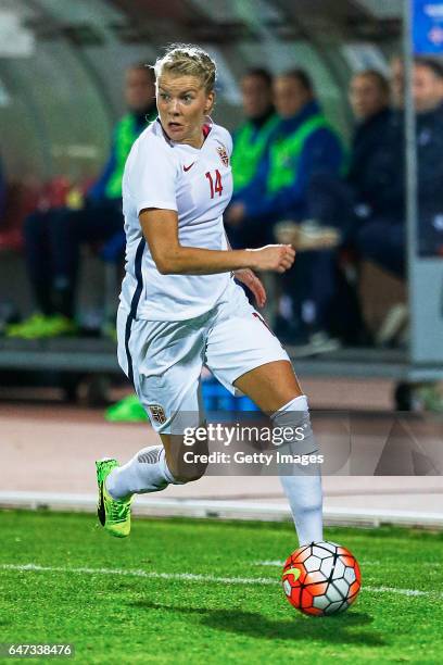 1st: Ada Heperberg of Norway Women during the match between Norway v Iceland - Women's Algarve Cup on March 1st 2017 in Parchal, Portugal.