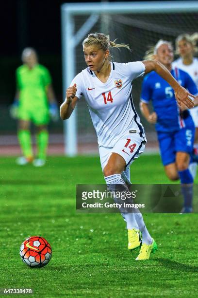 1st: Ada Heperberg of Norway Women during the match between Norway v Iceland - Women's Algarve Cup on March 1st 2017 in Parchal, Portugal.