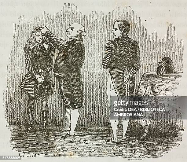 Doctor visiting fanatic in Schoenbrunn who had attempted to stab Napoleon Bonaparte illustration from the first Italian edition of The Memorial of...
