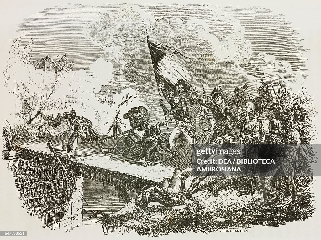 Napoleon Bonaparte at Arcole bridge...