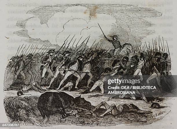 Napoleon Bonaparte at the Battle of Waterloo, illustration from the first Italian edition of The Memorial of Saint Helena, Volume 2 by Emmanuel,...