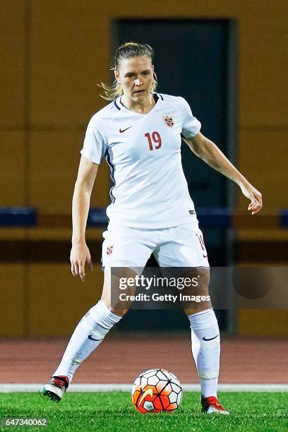 1st: Ingvild Isaksen of Norway Women during the match between Norway v Iceland - Women's Algarve Cup on March 1st 2017 in Parchal, Portugal.