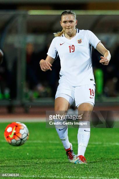 1st: Ingvild Isaksen of Norway Women during the match between Norway v Iceland - Women's Algarve Cup on March 1st 2017 in Parchal, Portugal.