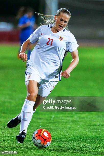 1st: Lisa-Marie Utland of Norway Women during the match between Norway v Iceland - Women's Algarve Cup on March 1st 2017 in Parchal, Portugal.