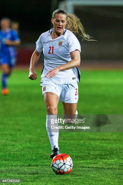 1st: Lisa-Marie Utland of Norway Women during the match between Norway v Iceland - Women's Algarve Cup on March 1st 2017 in Parchal, Portugal.