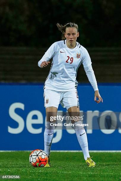 1st: Stine Reinás of Norway Women during the match between Norway v Iceland - Women's Algarve Cup on March 1st 2017 in Parchal, Portugal.