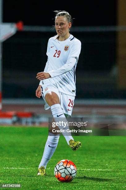 1st: Stine Reinás of Norway Women during the match between Norway v Iceland - Women's Algarve Cup on March 1st 2017 in Parchal, Portugal.