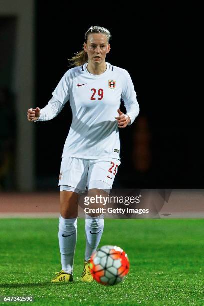 1st: Stine Reinás of Norway Women during the match between Norway v Iceland - Women's Algarve Cup on March 1st 2017 in Parchal, Portugal.