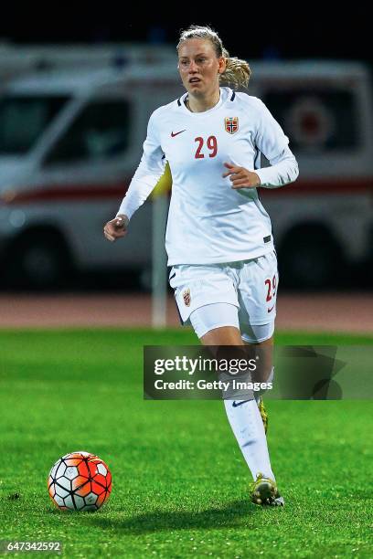 1st: Stine Reinás of Norway Women during the match between Norway v Iceland - Women's Algarve Cup on March 1st 2017 in Parchal, Portugal.