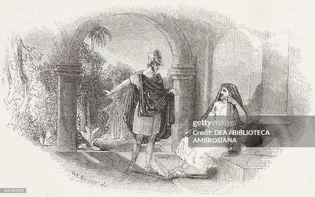 Anaxagoras and Pericles, engraving...