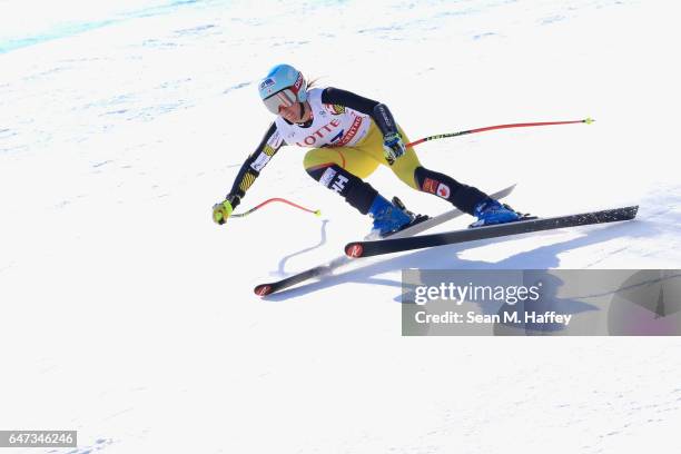 Marie-Michelle Gagnon of Canada skis the course during the Audi FIS Ski World Cup 2017 Ladies' Downhill Training at the Jeongseon Alpine Centre on...