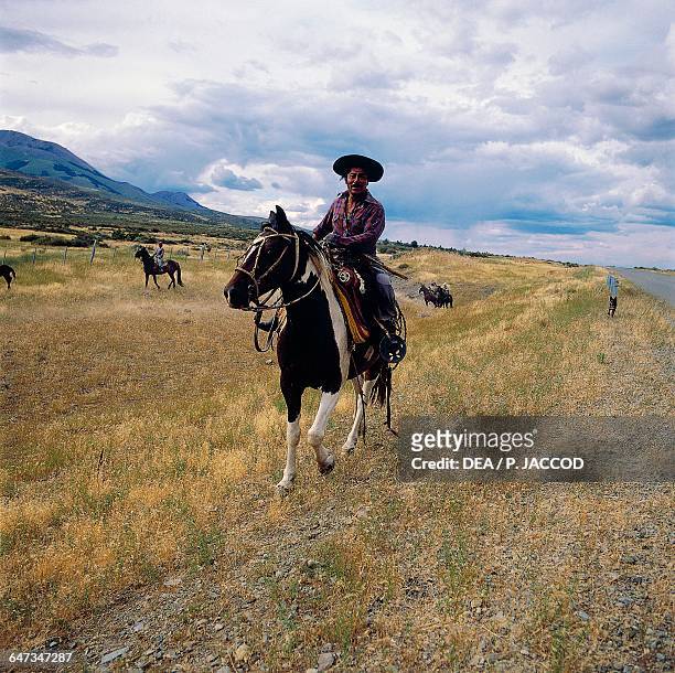 Gaucho on horseback, Patagonia, Argentina.