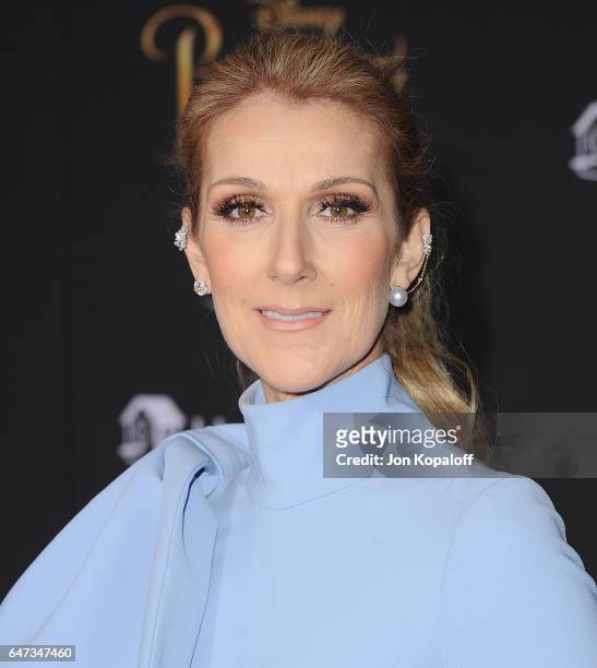 Singer Celine Dion arrives at the Los Angeles Premiere "Beauty And The Beast" at El Capitan Theatre on March 2, 2017 in Los Angeles, California.