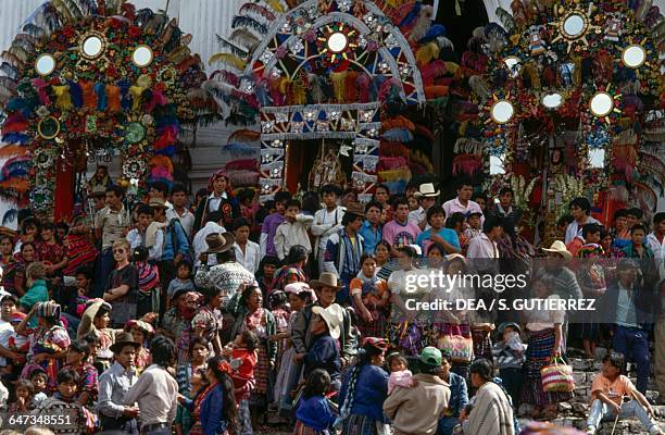 Participants in the Saint Thomas festival, Chichicastenango, Quiche, Guatemala.