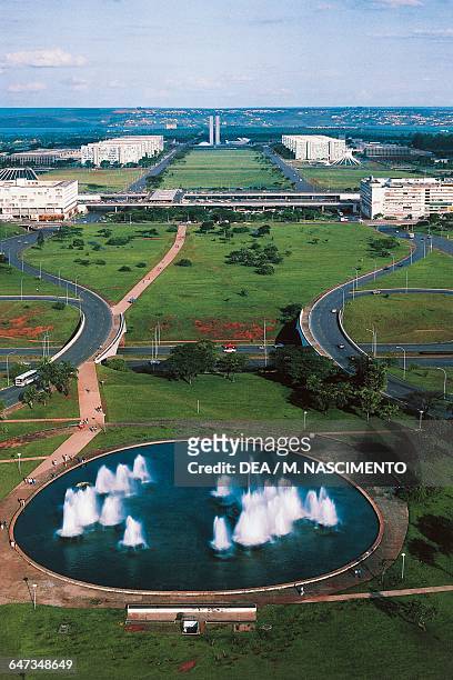 Panoramic view of Eixo Monumental of Brasilia , Federal District, 20th century.