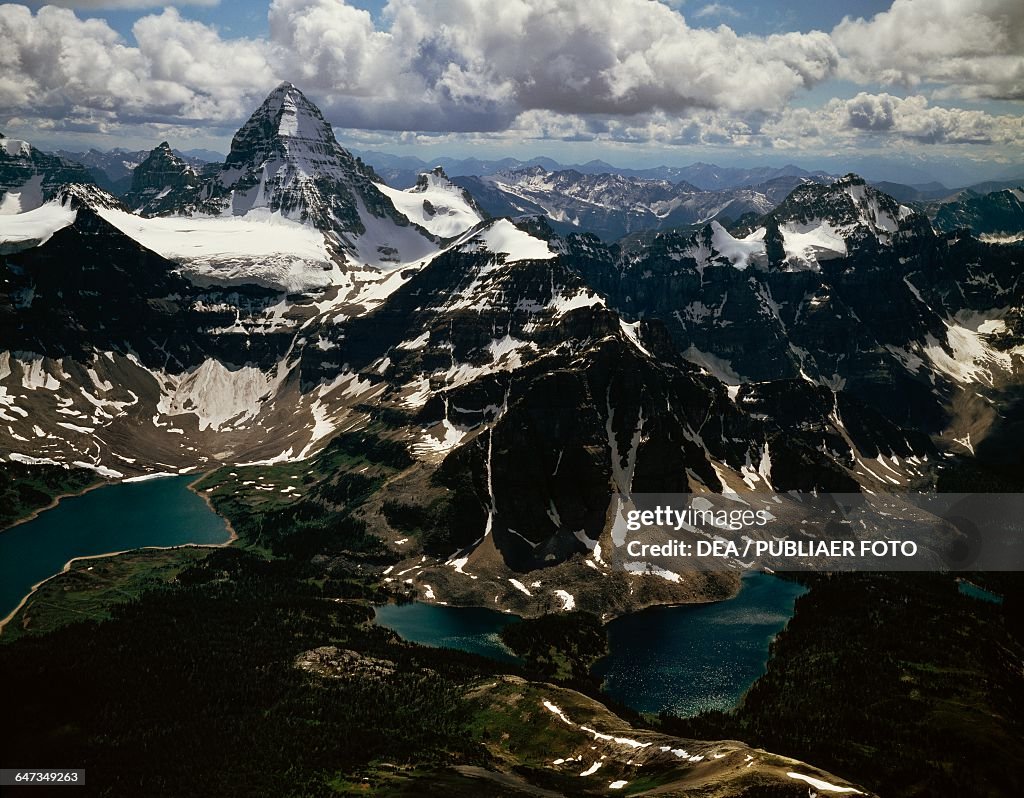 View of Mount Assiniboine in the Canadian Rockies...